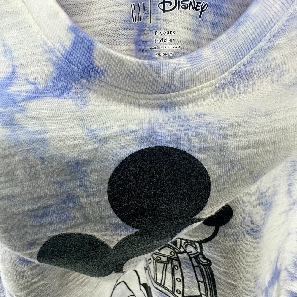 Baby Gap S/S Blue White Tie-Dye Mickey Mouse Graphic Tee T-Shirt Sz 5 years NWOT - Picture 3 of 5
